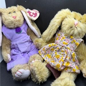 Ty Attic Treasures Bunny Plush Lot Iris Shelby Vintage 1999 Rabbits